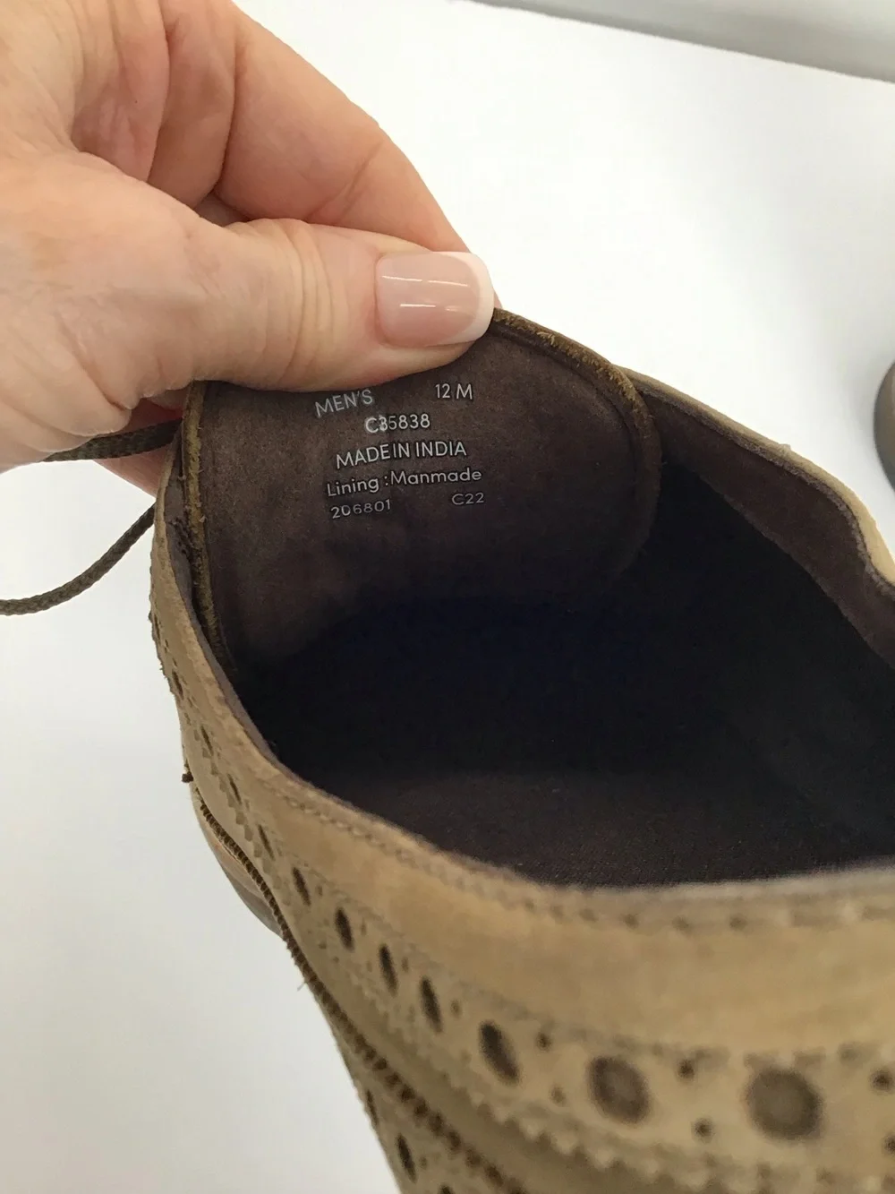 Cole Haan Men’s Davidson Riverstone Grand Wingtip Oxford Leather Taupe Size 12